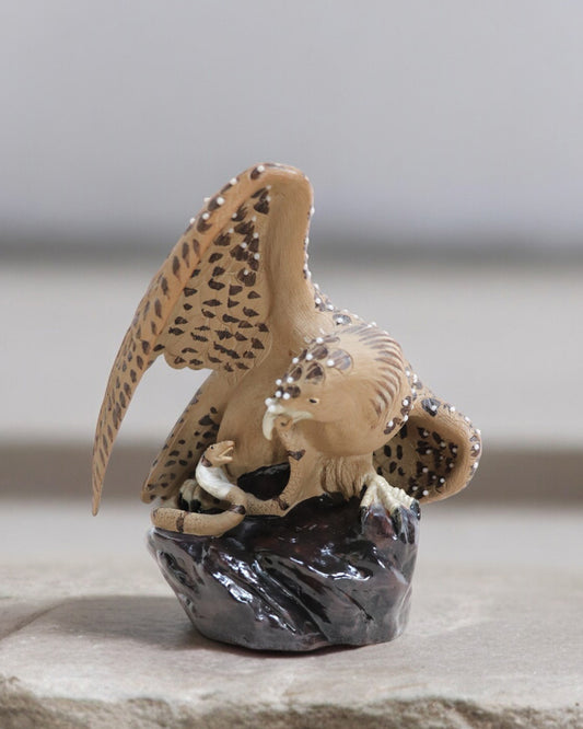 Vintage 60s/70s Chinese Pottery Eagle Hawk Fighting Snake