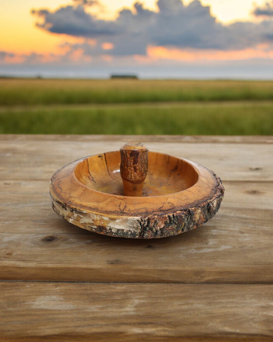 Vintage Bark Wood Nut Cracking Bowl