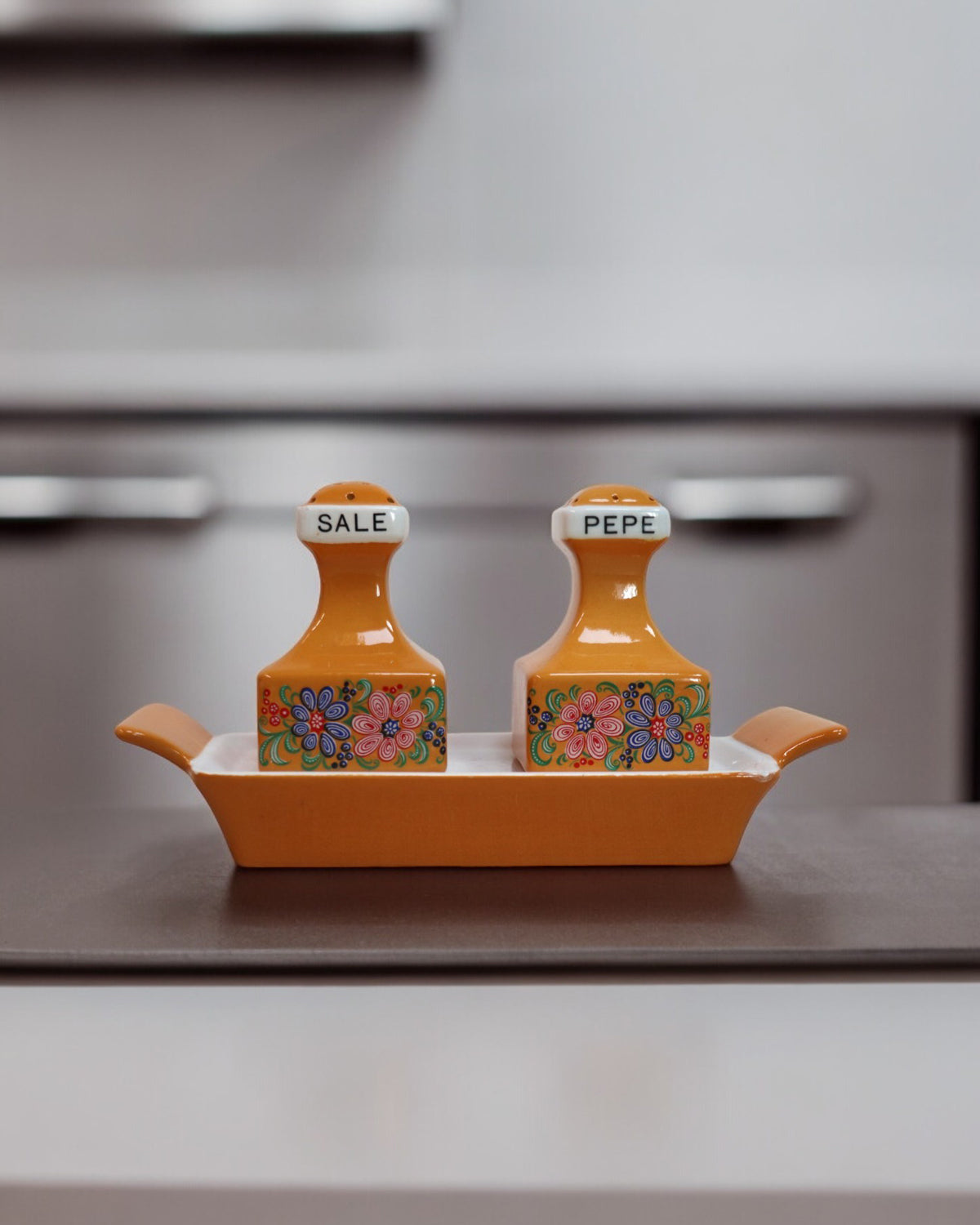 Vintage Italian 1970s Salt and Pepper Ceramic Set