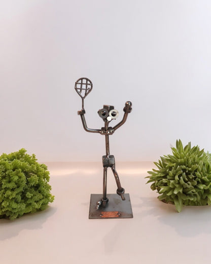 Vintage Hinz & Kunst Das Original German Metal Small Sculpture - Tennis Player