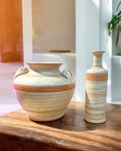 Mid-20th Century Handcrafted Rustic Italian Pottery Vases