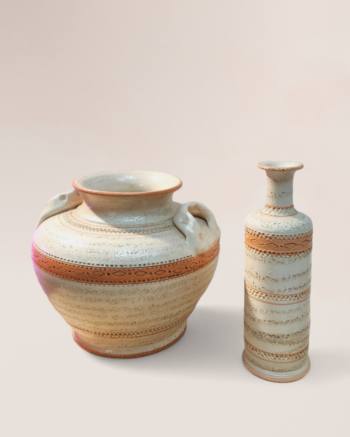 Mid-20th Century Handcrafted Rustic Italian Pottery Vases