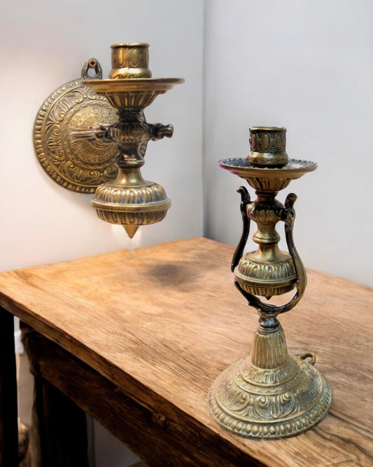 Early 20th Century Pair of Antique Brass Nautical Candle Sconces