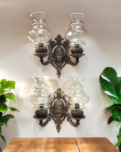 Pair of 1920s Antique Italian Bronze Wall Lamp / sconces