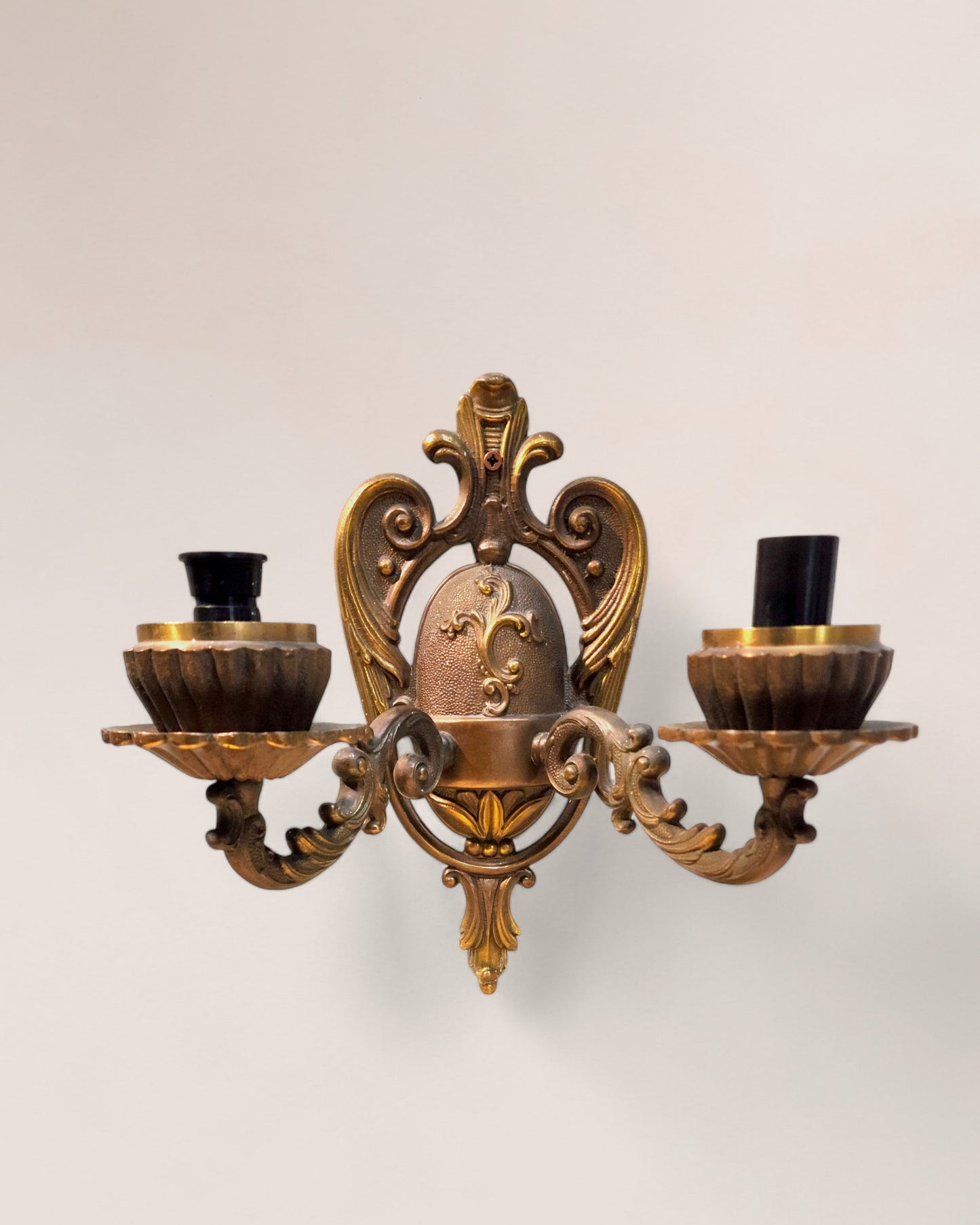 Pair of 1920s Antique Italian Bronze Wall Lamp / sconces