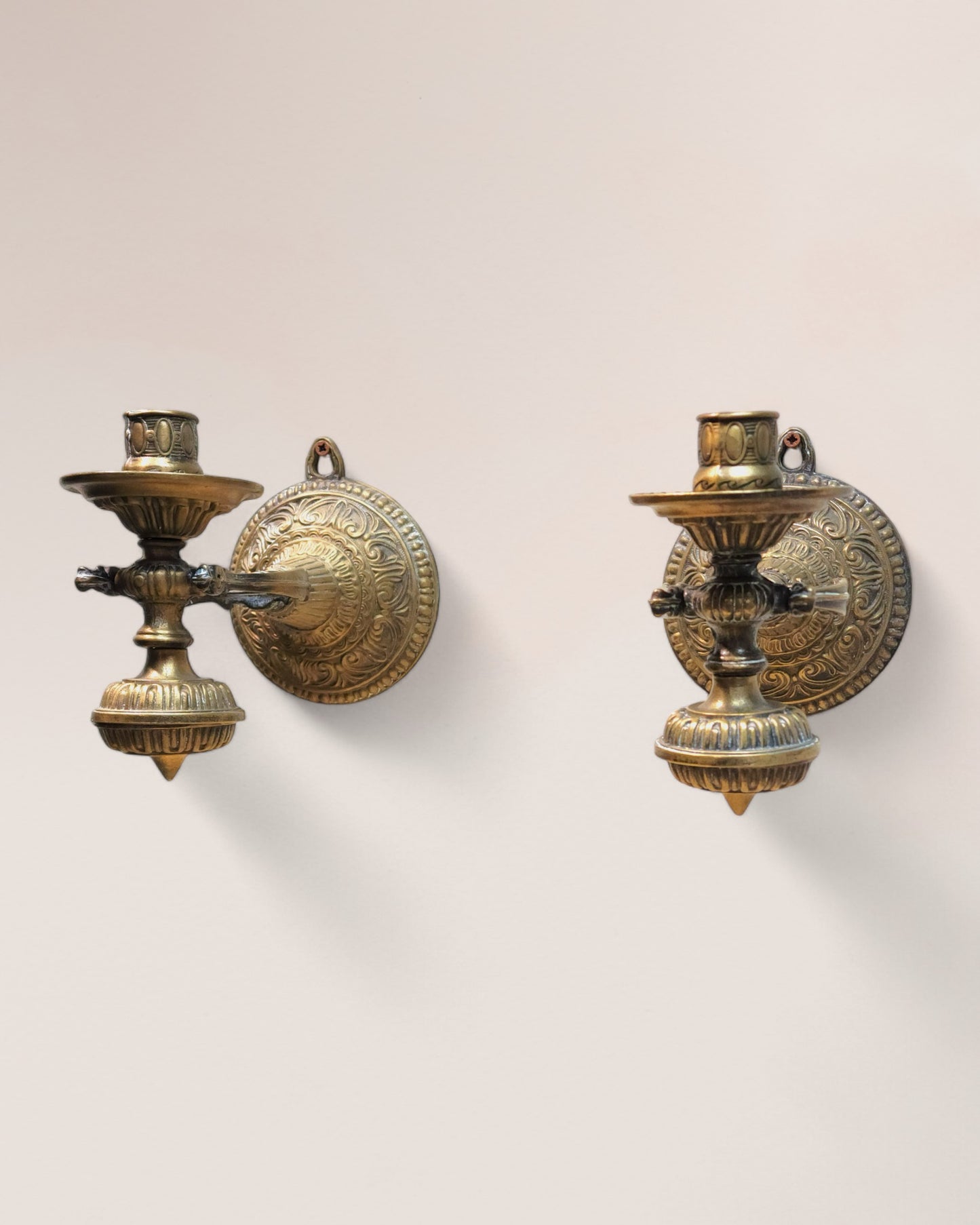 Early 20th Century Pair of French Antique Brass Nautical Candle Sconces