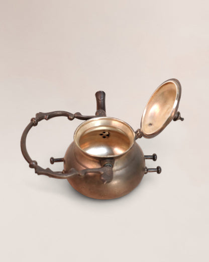 Vintage Mid-20th Century Brass Tilting Hinged Lid Tea Pot Set