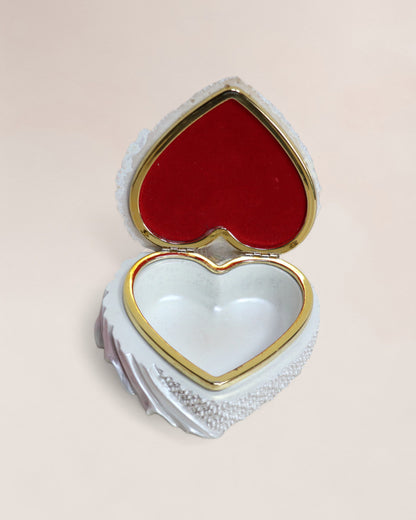 Vintage 1970s Berger Italy Porcelain Heart-Shaped Jewelry Box