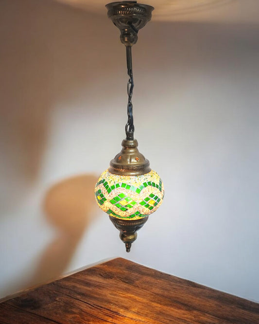 Vintage 1950s Turkish Mosaic Hanging Lamp